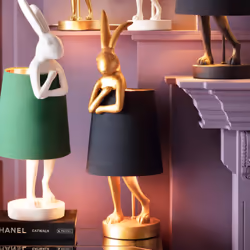 Lampe Animal lapin 50cm dorée et noire Kare Design