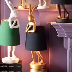 Lampe Animal lapin 50cm dorée et noire Kare Design