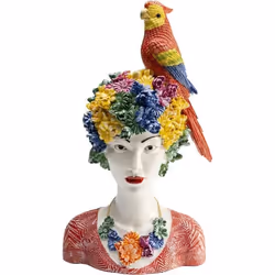 Déco femme fleurs perroquet 28cm Kare Design