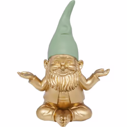 KARE Design 61589, Gnome de jardin, Polyrésine, Or, Vert, 150 mm, 100 mm, 230 g