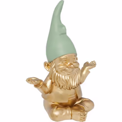 KARE Design 61589 statue de jardin Gnome de jardin Polyrésine Or, Vert