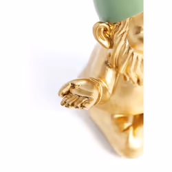 KARE Design 61589 statue de jardin Gnome de jardin Polyrésine Or, Vert