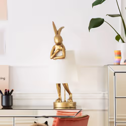 Lampe Animal lapin 68cm dorée et beige Kare Design