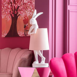 Lampe Animal Lapin 68cm blanche et rose Kare Design