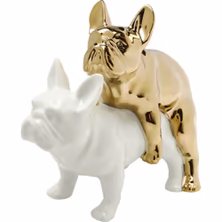 KARE Design Love Dogs statue et figurine décorative Or, Blanc Porcelaine