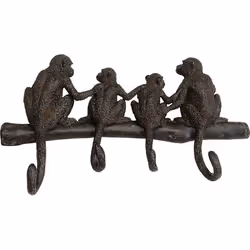 KARE Monkey Family, Mural, 4 crochet(s), Noir, Polyrésine, Noir, 380 mm