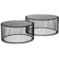 Tables basses rondes Wire set de 2 noires Kare Design