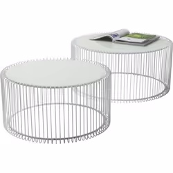 Tables basses rondes Wire set de 2 blanches Kare Design