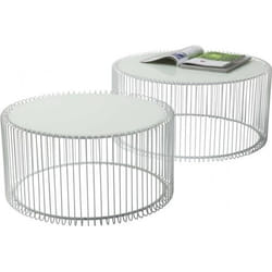 Tables basses rondes Wire set de 2 blanches Kare Design