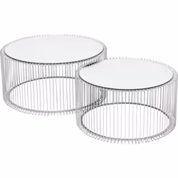 Tables basses rondes Wire set de 2 argentées Kare Design