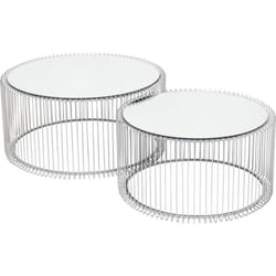 Tables basses rondes Wire set de 2 argentées Kare Design