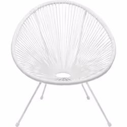 KARE Design Acapulco, Fauteuil, Polyéthylène, Blanc, Acier, Blanc, Acier