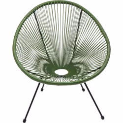 KARE Design Acapulco, Fauteuil, Polyéthylène, Vert, Acier, Noir, Acier