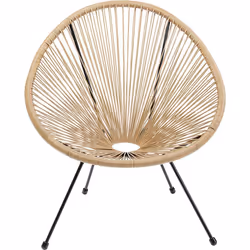KARE Design Acapulco, Fauteuil, Polyéthylène, Beige, Acier, Noir, Acier