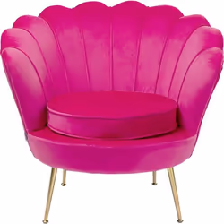 Fauteuil Water Lily velours fuchsia et acier doré Kare Design