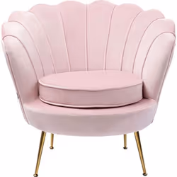 Fauteuil Water Lily velours rose et acier doré Kare Design