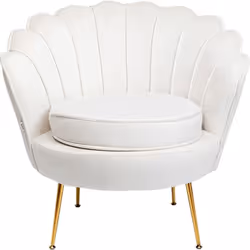 Fauteuil Water Lily velours écru et acier doré Kare Design