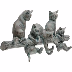KARE Cats Life porte-manteaux Mural 4 crochet(s) Bleu, Bronze