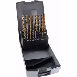 Jeu de mèches à bois hélicoïdale, HSS-G, 19 pcs dans boîte en plastique FAMAG - 1594.819 - Pointe de centrage et 2 tranchants ...