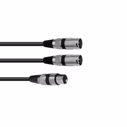Omnitronic 30225203, XLR (3-pin), Femelle, 2 x XLR (3-pin), Mâle, 0,5 m, Noir