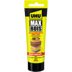 UHU - Max Bois express- Colle à bois smp, extrèmement forte et rapide, résistante à l'eau, D4, sans solvant, blanc, tube 100g