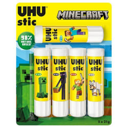 Bâtons de colle - UHU - Minecraft - Lot de 5 - 21 g - Sans solvant - Lavable à froid