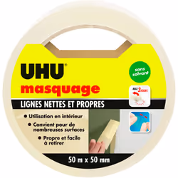 UHU ruban de masquage est un indispensable pendant vos session de peinture pour un résultat net et propre! Convient pratiquem ...