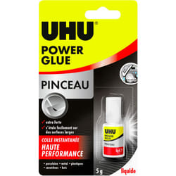 UHU - Power glue liquide pinceau - colle extra forte, instantanée, sans solvants, transparente, pinceau applicateur intégré, tubes 5g