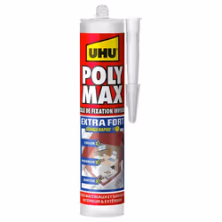 UHU Polymax extra fort invisible- Mastic/colle MSP pour coller assembler et jointer séchage rapide sans solvants transparent  ...