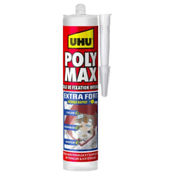 UHU Polymax extra fort invisible- Mastic/colle MSP pour coller assembler et jointer séchage rapide sans solvants transparent c