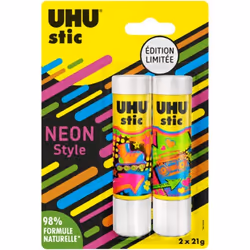 Bâtons de colle - UHU - Stic - Édition Limitée Néon - Lot de 2 - 21g chacun
