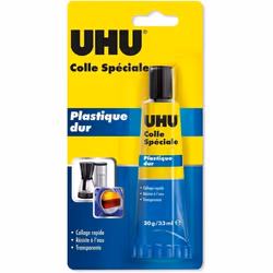 Colle spéciale plastique dur - PVC - Plexiglas - Transparente - UHU - Tube de 30g