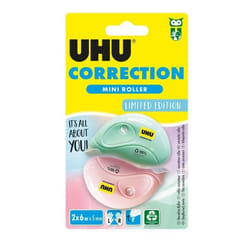 UHU LOT DE 2 ROLLER CORRECTEUR MINI PASTEL 6mx5mm