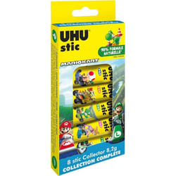 Bâtons de colle - UHU - Colle blanche - Pour lécole - Lot de 8 sticks - Mario Kart