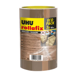 UHU Rollafix - Ruban d'emballage papier kraft marron - 3 rouleaux de 66m - Fournitures d'expédition