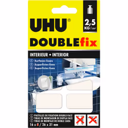 UHU Doubleflix intérieur extra fort est un ruban adhésif double face ultra-fort pour assembler et fixer de façon permanente d ...