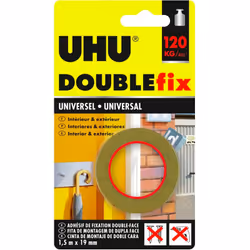 Ruban adhésif UHU Doublefix Universel - 1,5m x 19mm - 36495