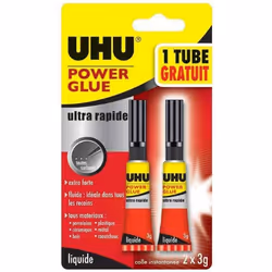 Colle instantanée POWER GLUE ultra rapide liquide 3 g + 1 Gratuit