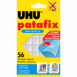 UHU Patafix Invisibile, Adhésif double-face de montage, Transparent, Blanc, Intérieure, Céramiques, Verre, Métal, Plastique,  ...