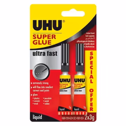 UHU Super Glue Ultra Rapide Liquide 2x3g - 3-62686 - Blister