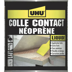 UHU - Contact Néoprène liquide - Colle super forte universelle et liquide, adhère immédiatement, transparente, pot 215g