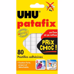 Patafix - UHU - Pâte adhésive repositionnable - Blanche - Tous supports - 80 pastilles