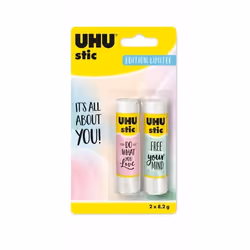 UHU LOT DE 2 STIC BLANC 82G PASTEL