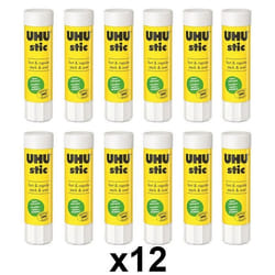 Bâton de colle - UHU - 40g - Blanc - Lot de 12 - Sans solvant - Lavable à leau