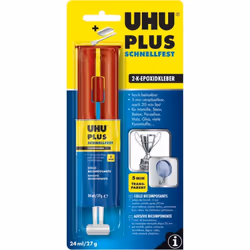 UHU PLUS RAPIDE DUR seringue à double compartiment • Un adhésif époxy à deux composants puissant • Pour les obligations rapid ...