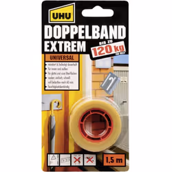 Informations techniques Dimensions produit, largeur : 19 mm Longueur : 1.5 m Série (rubans adhésifs) : UHU® Ruban adhésif dou ...