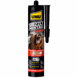 UHU grizzly power est une colle acrylique de montage rapide, ultraforte et universelle pour l’intérieur et l’extérieur, à pri ...
