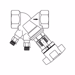 Robinet d'équilibrage OVENTROP Hydrocontrol VTR - PN 25 DN 50 - Filetage femelle des deux côtés avec 2 prises de pression - 1 ...