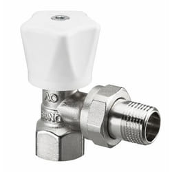 Robinet manuel OVENTROP DN 15, Rp ½ x R ½, PN 10- modèle équerre, poignée manuelle blanche - 1190504