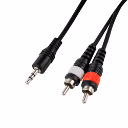 CASCHA HH 2097, 3,5mm, Mâle, 2 x RCA, Mâle, 1 m, Noir